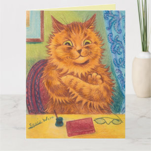 CARTÃO LOUIS WAIN GINGER ORANGE CAT PENSANDO EM SUAS PLAC