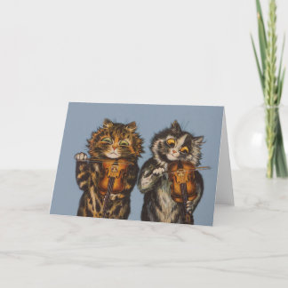 Cartão Louis Wain - Violinistas de Gato - Arte Antropomór