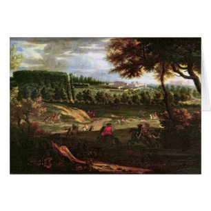 Cartão Louis XIV que caçam em margoso com uma vista