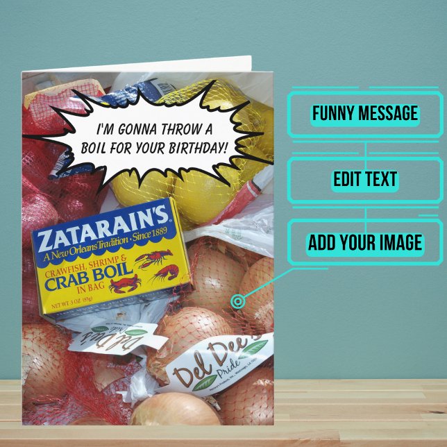Cartão Louisiana Crawfish Boil Birthday (This card is for that special Cajun/Creole in your life who loves a good Louisiana crawfish boil. )