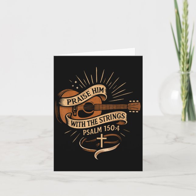 Cartão Louvem-no Com As Cordas Jesus Violão  (Frente)