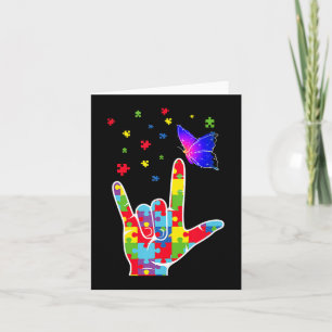 Cartão Love ASL Sinal Language Quebra-cabeça Butterfly Au