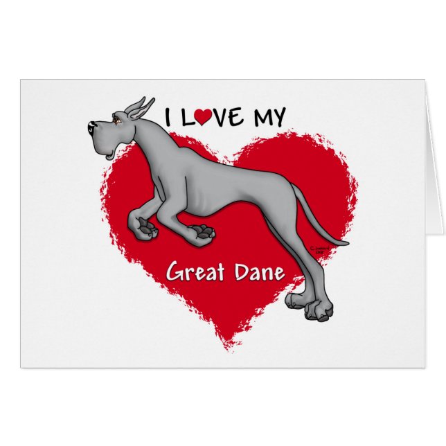 Cartão Love Black Great Dane (Frente Horizontal)