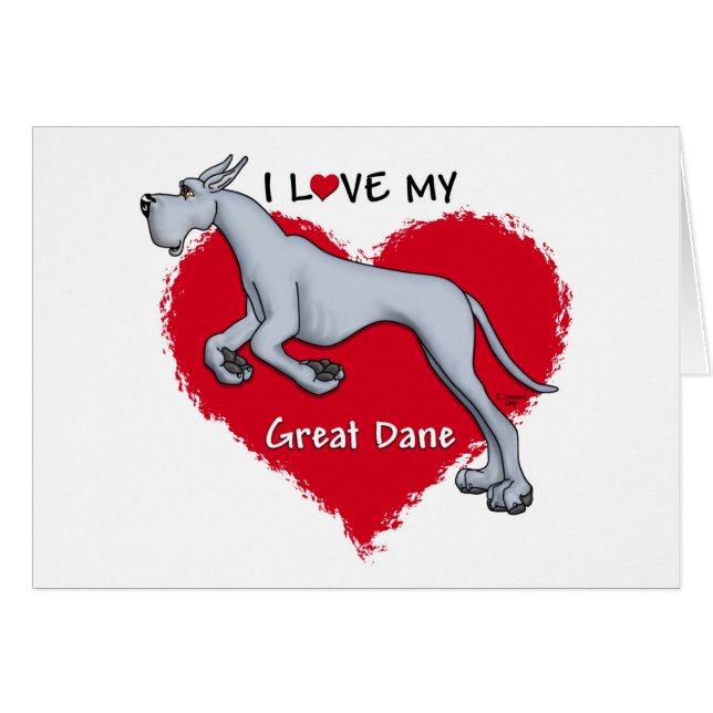 Cartão Love Blue Great Dane (Frente Horizontal)