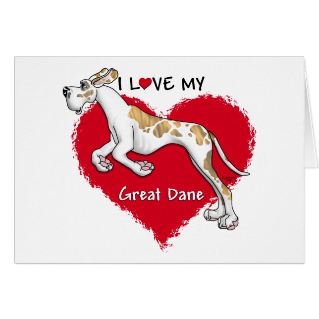 Cartão Love Brindlequin Great Dane UC (Frente Horizontal)