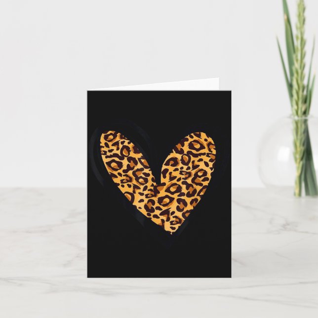 Cartão Love Cheetah Leopard Print Heart Valentines Day Gi (Frente)