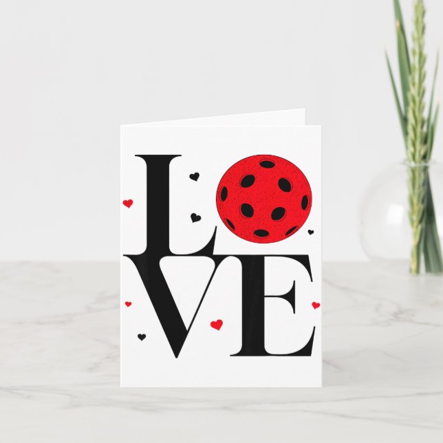Cartão Love Ckleball Valentines Day Cute Red Heart  (Frente)