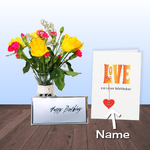 Cartão LOVE de nome personalizado de aniversário