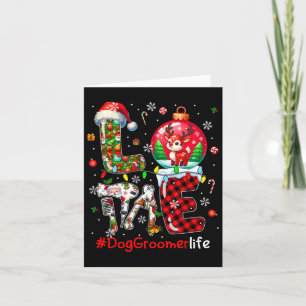 Cartão Love Dog Groomer Christmas Papais noeis Reindeer M