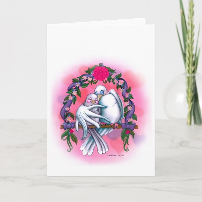 Cartão Love Doves White Wedding Invitation/Celebration (Frente)