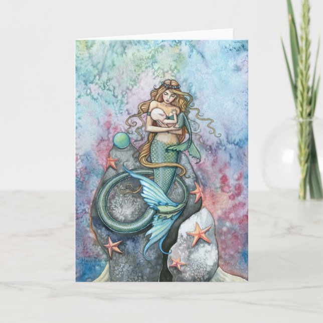 Cartão Love Eternal Mermaid and Baby Greeting Card (Frente)