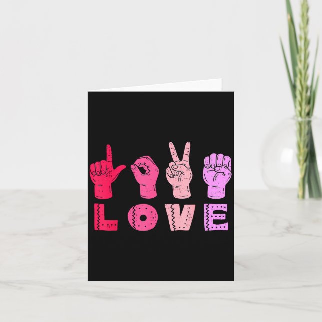 Cartão Love Hand Sign Language Asl Valentines Day Men Wom (Frente)