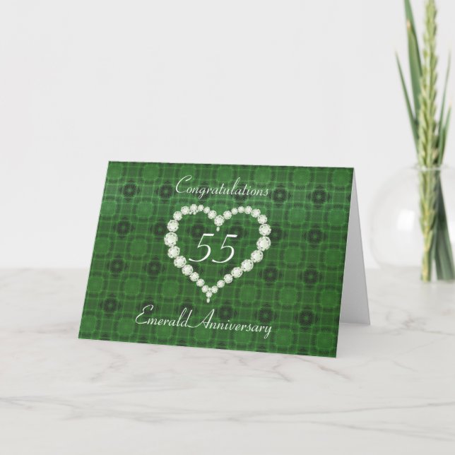 Cartão Love Heart Diamond Emerald Anniversary (Frente)
