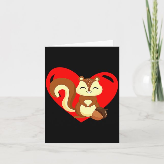 Cartão Love Heart Graphic Valentines Day Squirrel Boys K  (Frente)
