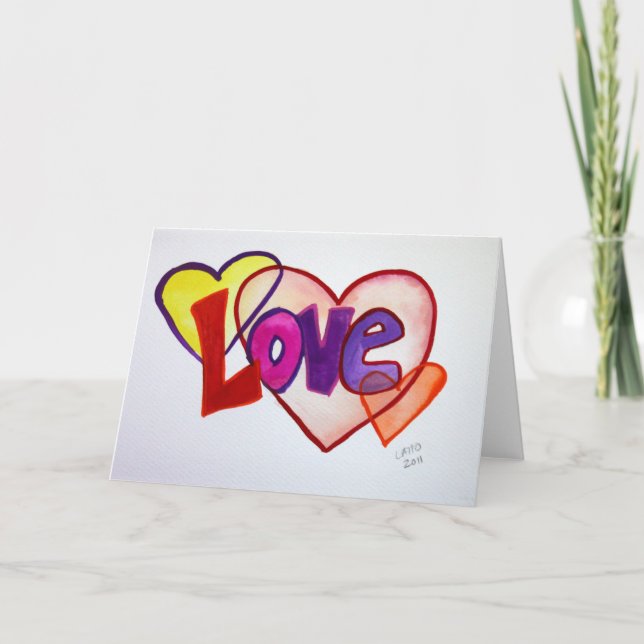 Cartão Love Heart Rings Greeting Card or Note Cards (Frente)