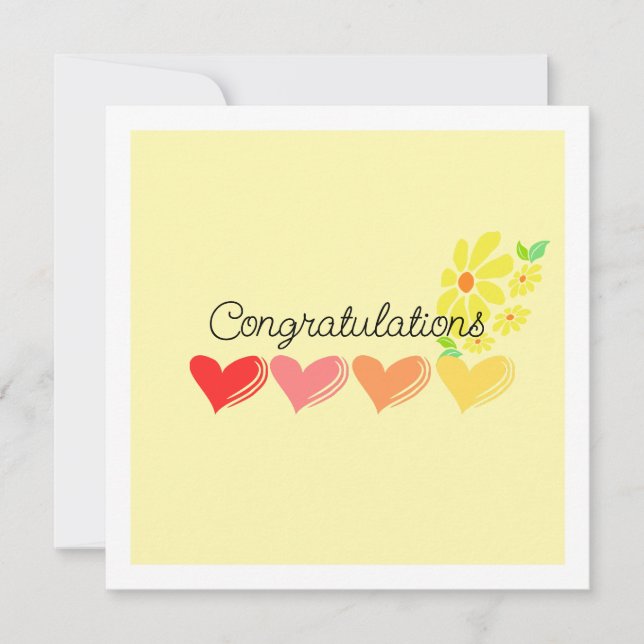 Cartão Love Hearts Floral and Cute Cat  (Frente)