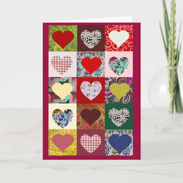 Cartão Love Hearts Quilt (Frente)