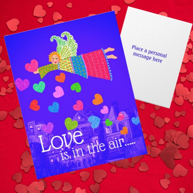 Cartão Love in in the Air Personalized Angel Hearts (Personalize it!)
