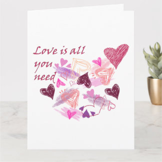 Cartão Love is all you need hearts customize inside text