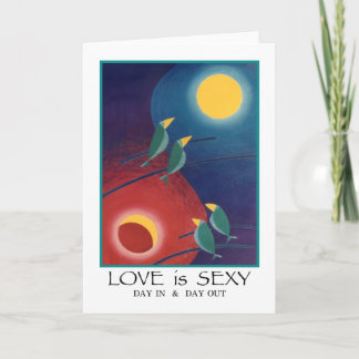 Cartão Love is Sexy Colorful Abstract Bird Painting