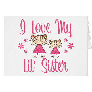 Cartão Love Lil Sister Pink Girls