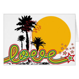Cartão Love Loopy Script Tropical Palm Trees Silhouette