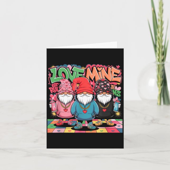 Cartão Love Mine Gnomes Urban Street Art Valentines Graff (Frente)