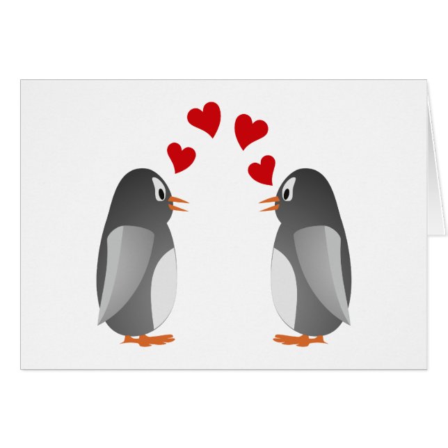 Cartão love namorou pinguins penguins (Frente Horizontal)