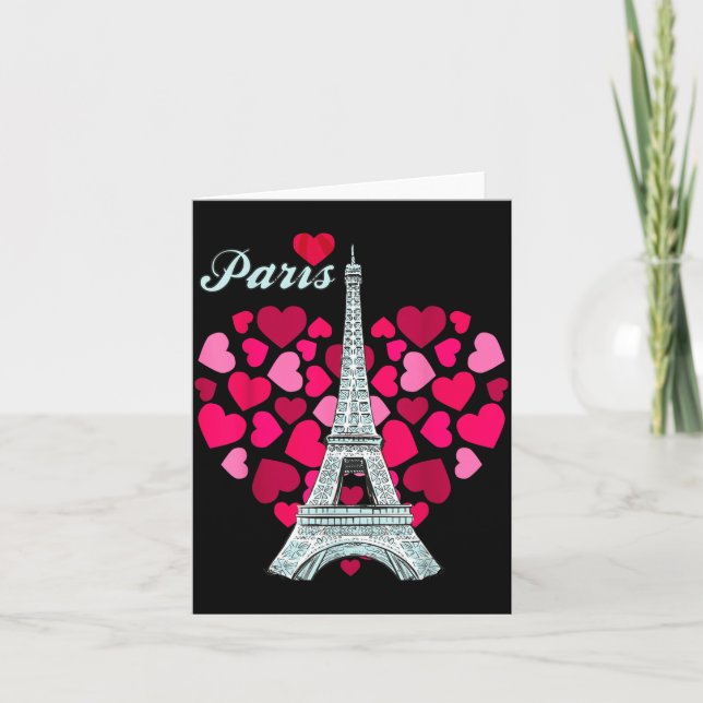 Cartão Love Paris Heart Eiffel Tower Souvenir France Fren (Frente)