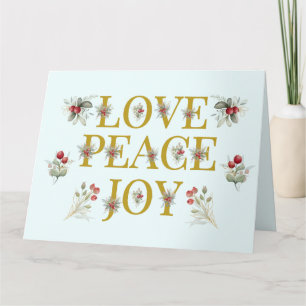 Cartão Love Peace Joy Berries Feriado de Natal