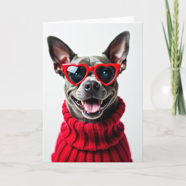 Cartão Love Puppy Heart Glasses Card (Frente)