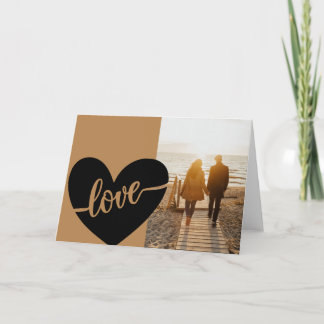 Cartão Love Script Heart Dourado Black Namorados Photo