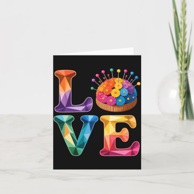 Cartão Love Sewing Quilting N Cushion Rainbow Crafter Wom (Frente)