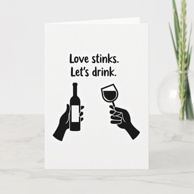 Cartão Love Stinks Funny Wine Card (Frente)