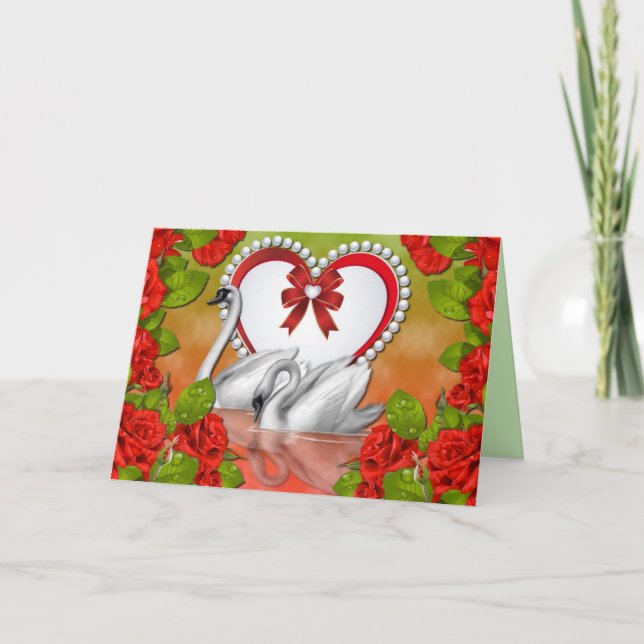 Cartão Love swans greeting card (Frente)