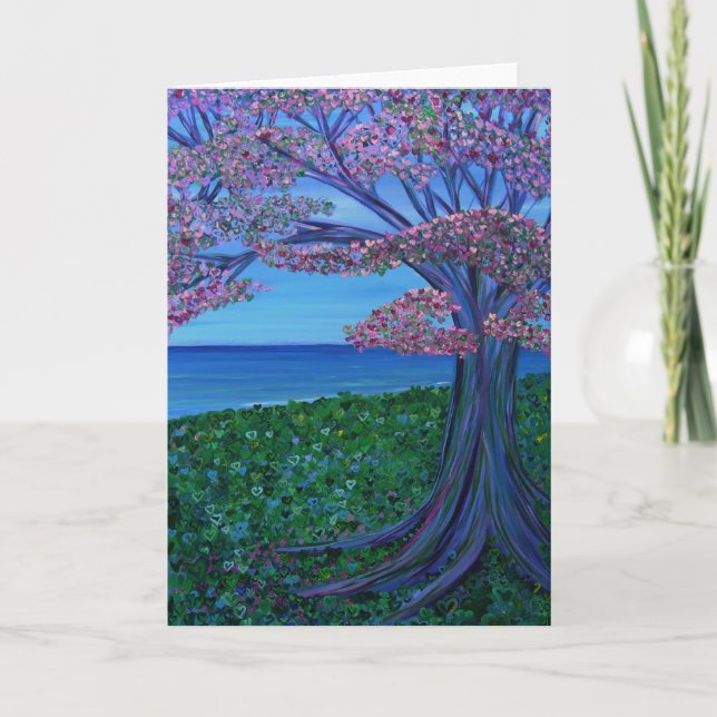 Cartão Love & the Pink Tree of Hearts (Frente)