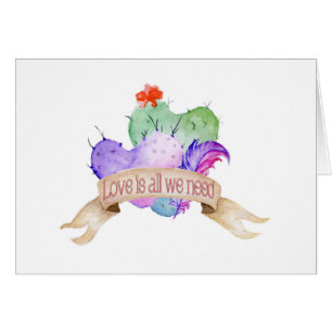 Cartão Love Watercolor Cactos