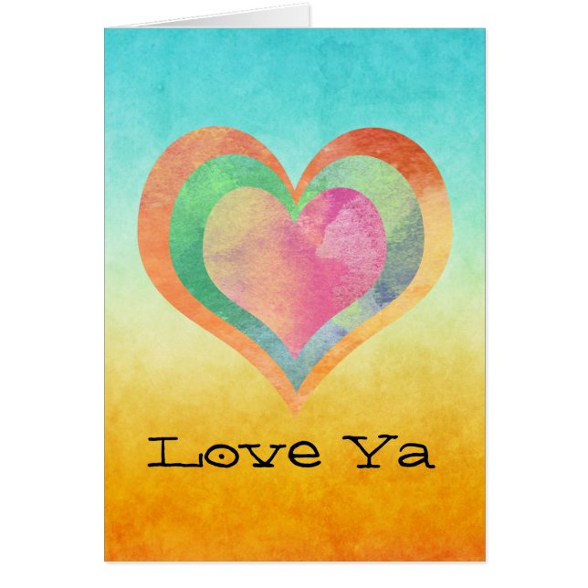 Cartão Love Ya Watercolor Hearts (Frente)