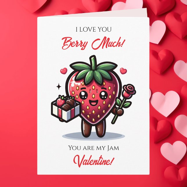 Cartão Love You Berry much | Cute Valentine's Day Pun (Criador carregado)