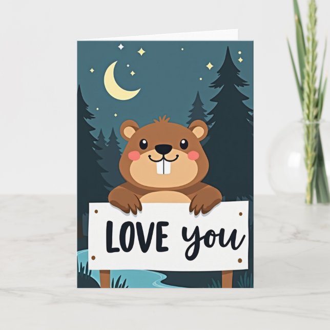 Cartão Love You Cute Forest Animal Card (Frente)