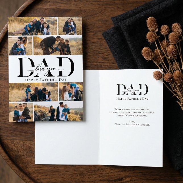 Cartão Love You Dad Heart Photo Collage Father's Day (Love You Dad Heart Photo Collage Fathter's Day Card)