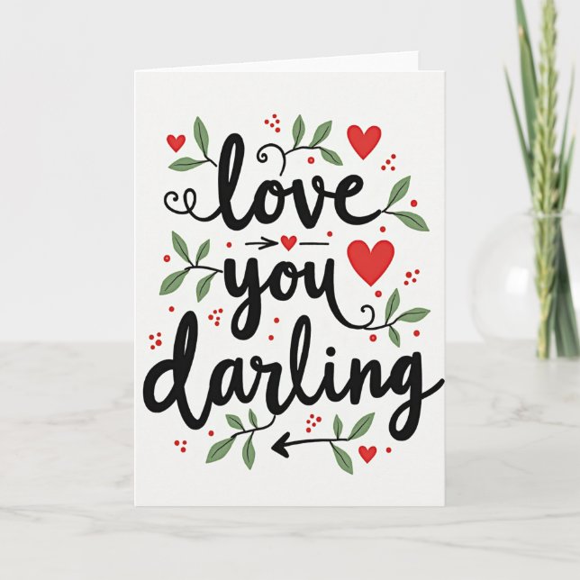 Cartão Love You Darling Faux Gold Foil Card (Frente)