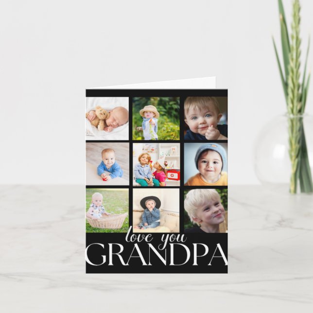 Cartão Love You Grandpa Beautiful Collage 9 Photos T Shir (Frente)