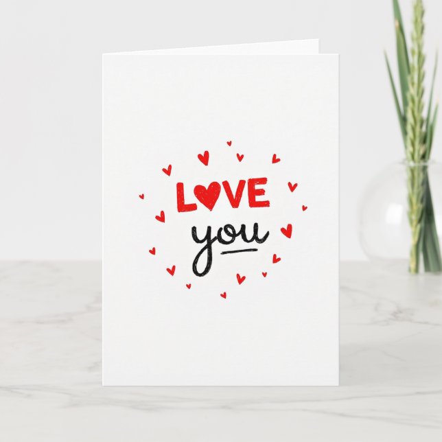 Cartão Love You Heart Simple Card (Frente)