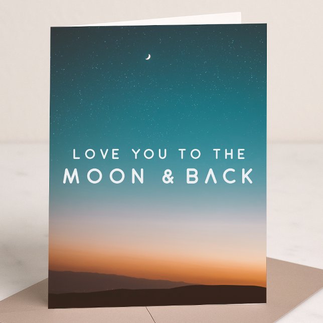 Cartão Love you to the Moon & Back | Modern Space Sunset (Criador carregado)