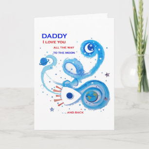 Cartão Love You to the moon Father's Day Greeting Card