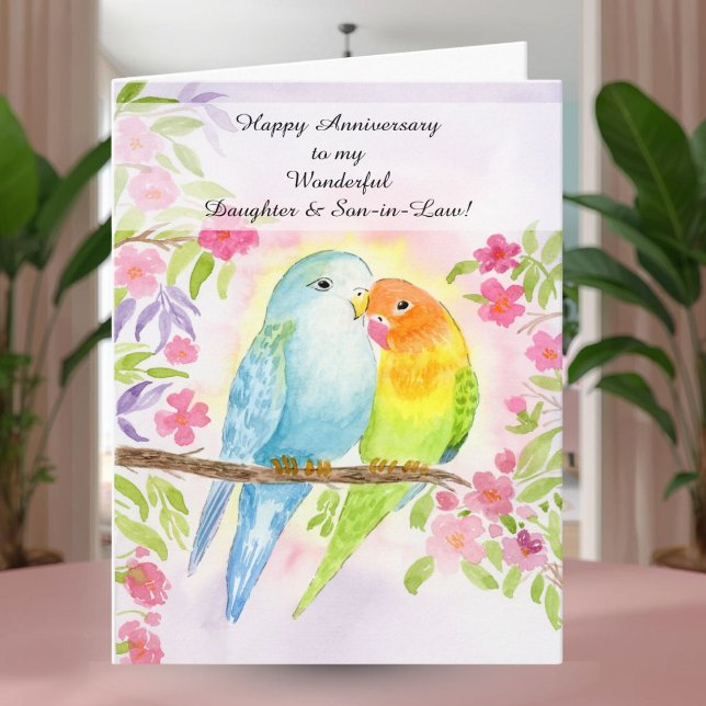 Cartão Lovebirds Daughter & Son in Law Happy Anniversary  (Criador carregado)