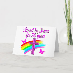 CARTÃO LOVED BY GOD 50TH BIRTHDAY DESIGN