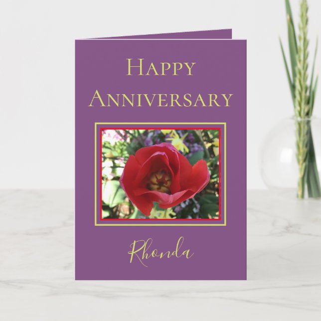Cartão Lovely Anniversary Wife Red Rose Card (Frente)