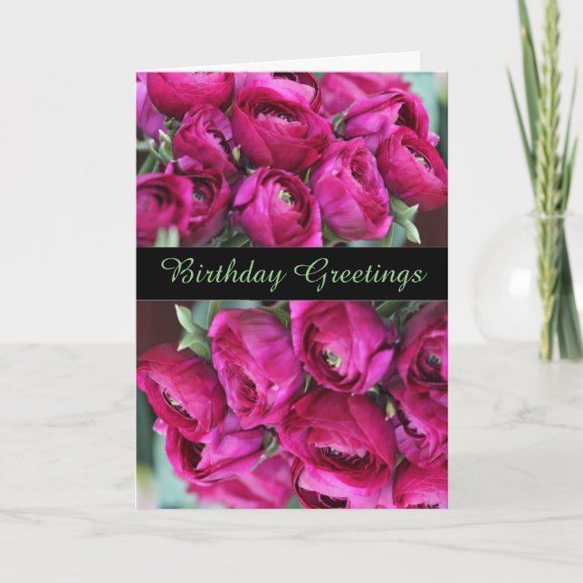 Cartão Lovely  CeriseFlowers  Birthday Greeting Card (Frente)